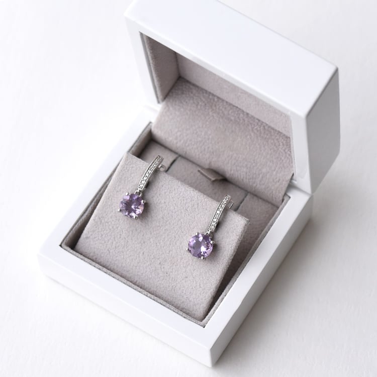 Náušnice s růžovými ametysty a zirkony 78922
