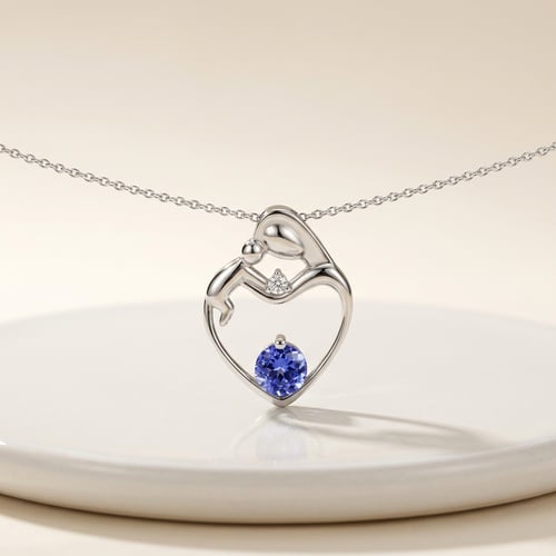 Přívěsek matka a dítě s tanzanitem a diamantem Ella