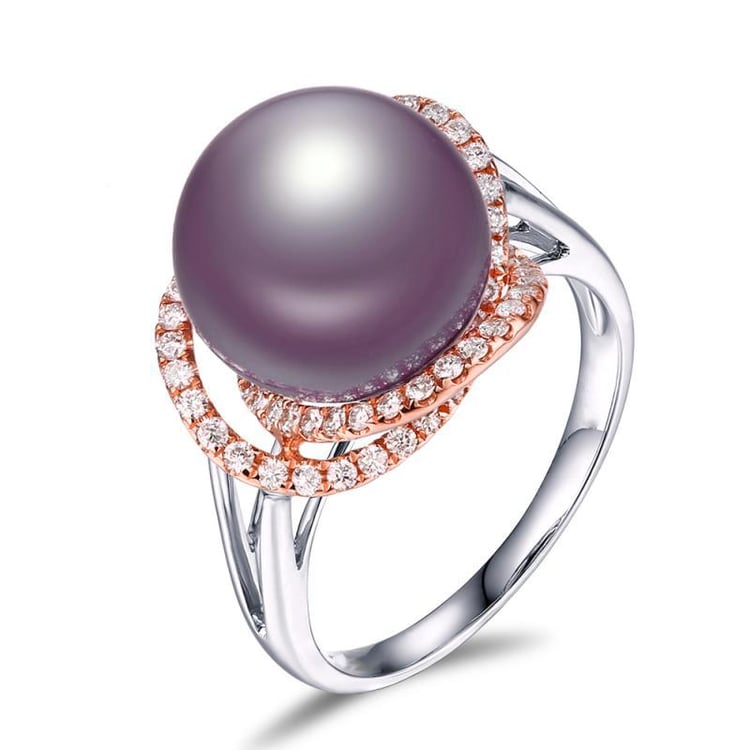 Perlový prsten ze dvou druhů zlata