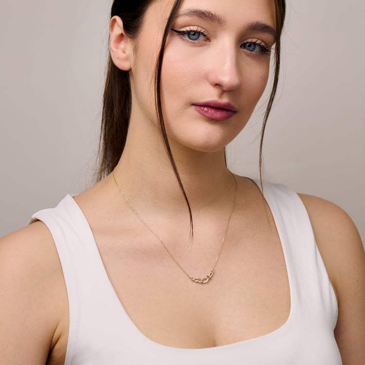 Zlatý proplétaný náhrdelník s lab-grown diamanty Purnima 165438