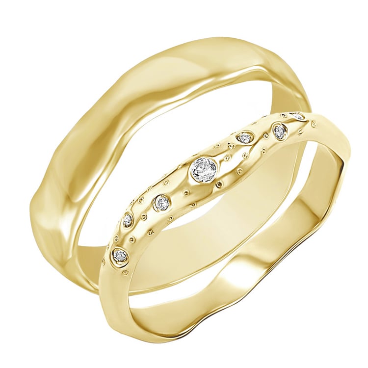 Nepravidelné zlaté snubní prsteny s diamanty Parnell 153513