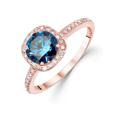 Zásnubní prsten s modrým diamantem a diamanty Eshana