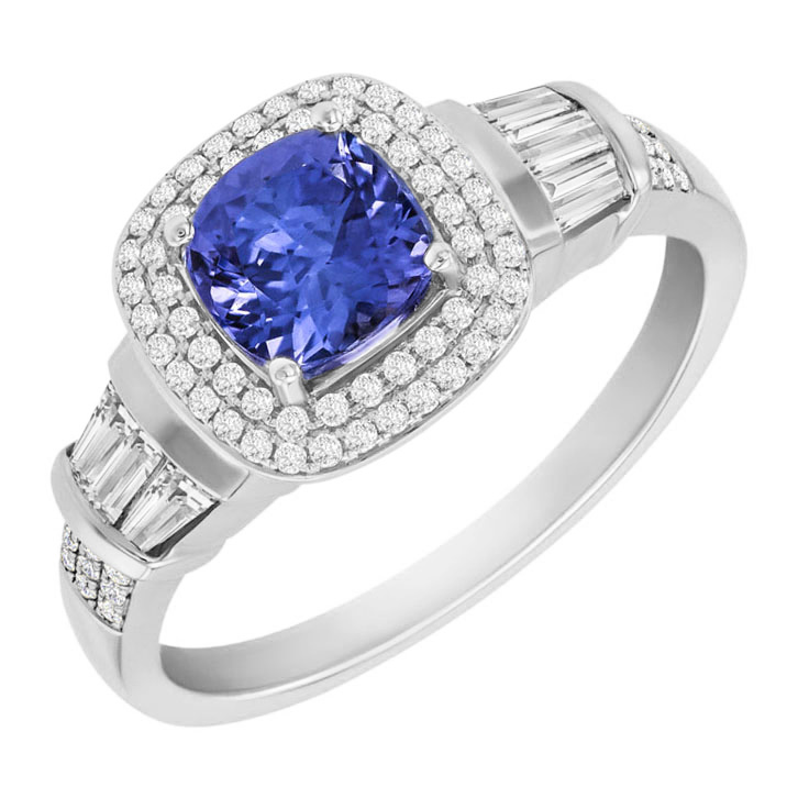 Vkusný zlatý prsten s tanzanitem a diamanty Glenna 88818