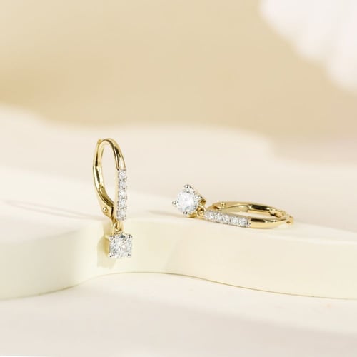 Stříbrné visací náušnice s 0.2ct lab-grown diamantem Sumaya
