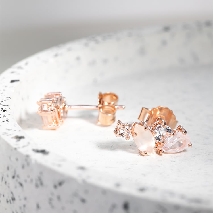 Stříbrné náušnice s měsíčním kamenem, růženínem a topazy Nacho 123804