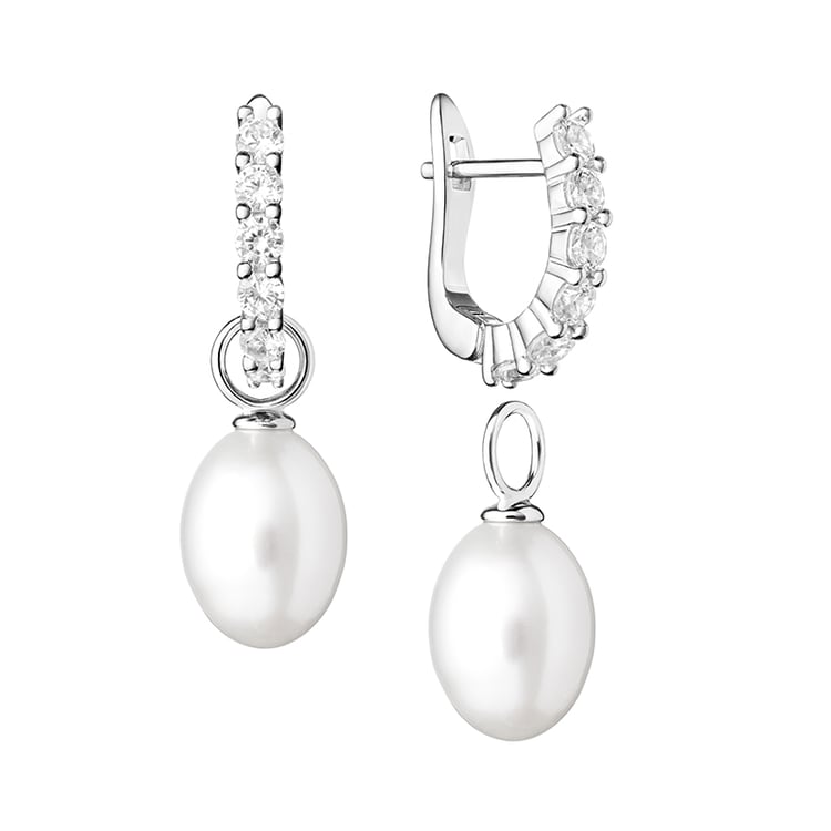 Perlové náušnice se zirkony 2 v 1 Livia