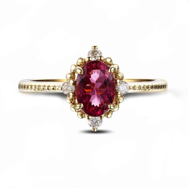 Zlatý turmaLÍNOVÝ prsten s diamanty 6131