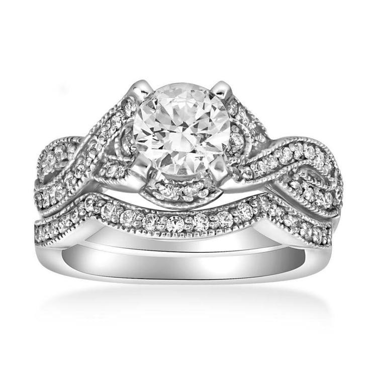 Zásnubní a snubní set z bílého zlata s diamanty