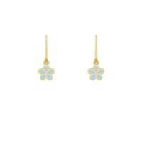 Zlaté dětské náušnice s modrými kytičkami Katey