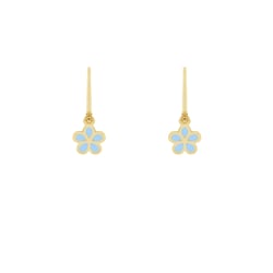 Zlaté dětské náušnice s modrými kytičkami Katey