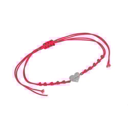 Stříbrný šňůrkový srdcový náramek s gravírem a diamantem Kristie