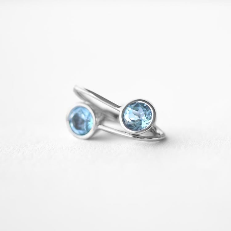 Topazové bezel náušnice ze zlata 52330