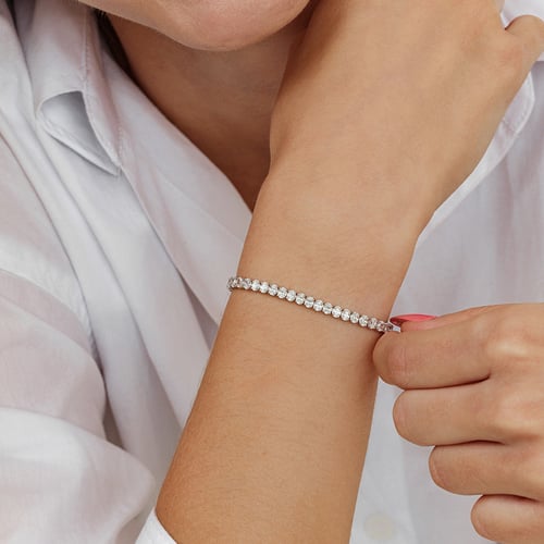 Zlatý tenisový náramek s lab-grown diamanty Bea