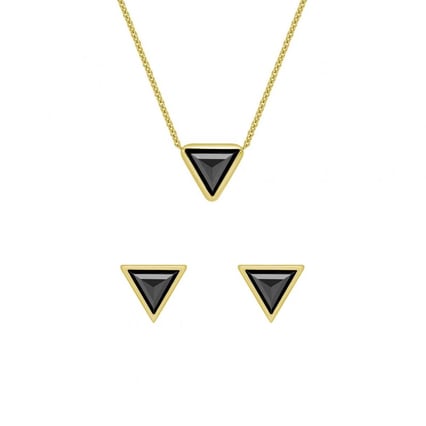 Zlatá kolekce šperků s triangle černými diamanty Weste