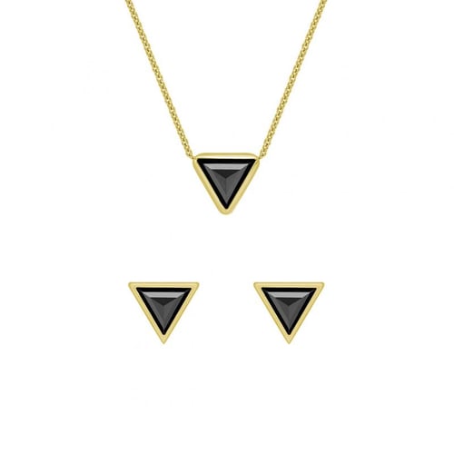 Zlatá sada šperků s triangle černými diamanty Weste