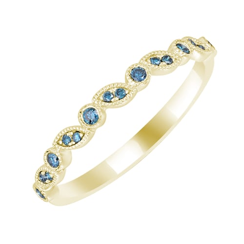 Modré diamanty ve zlatém eternity prstenu Sango