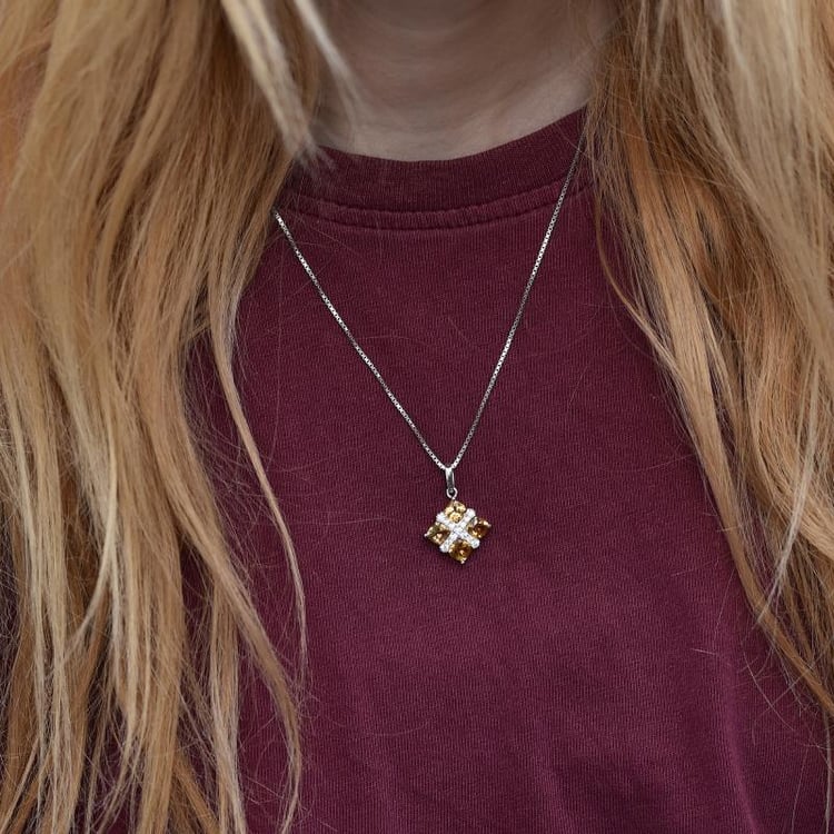 Stříbrný náhrdelník s citríny Denrak 30466