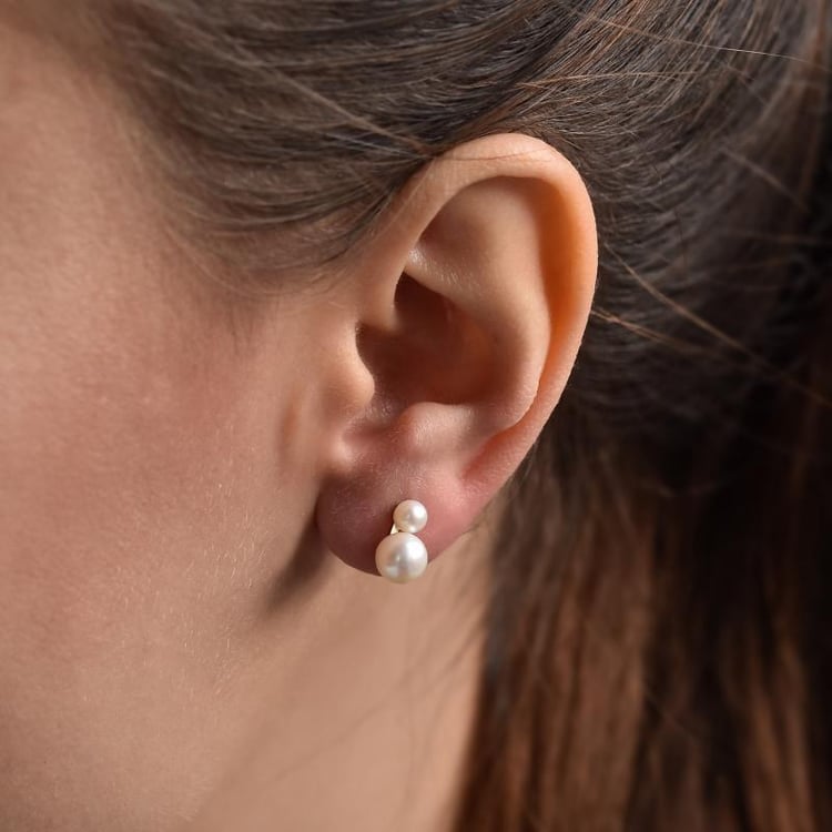 Stylové dvojité perlové náušnice 38079