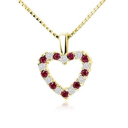 Zlaté srdíčko plné diamantů a rubínů v přívěsku Devamati