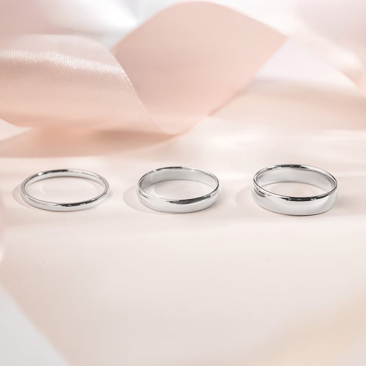 Snubní prsteny s půlkulatým profilem z bílého zlata Ebie 157063