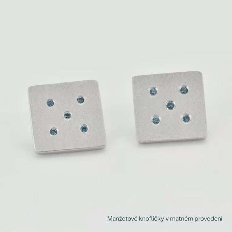  Manžetové knoflíčky ze zlata s modrými diamanty Orien 165390
