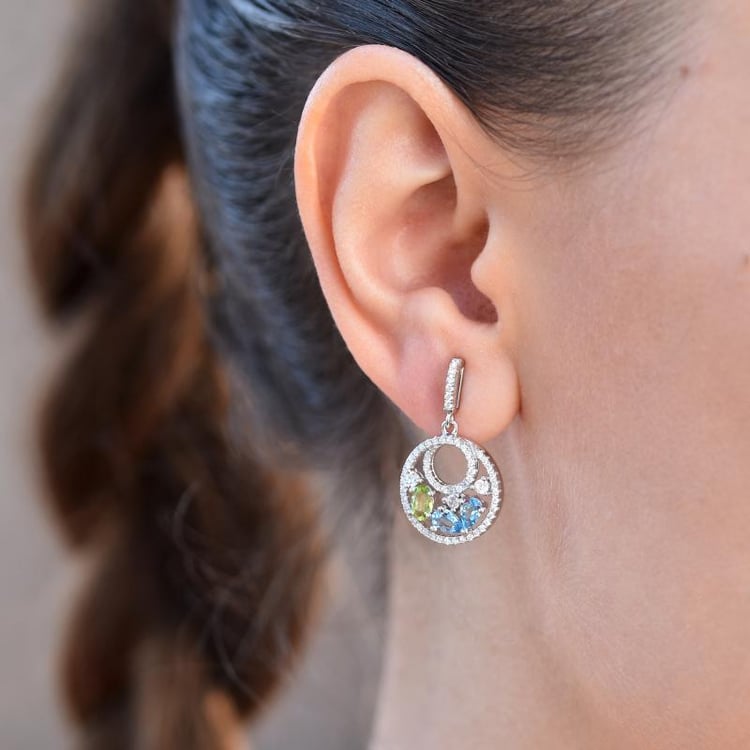 Stříbrné náušnice s topazy a olivíny 18239