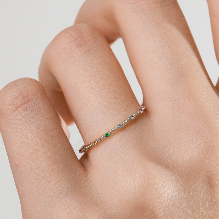 Minimalistický prsten s drahokamy dle vašeho výběru Tess 165054