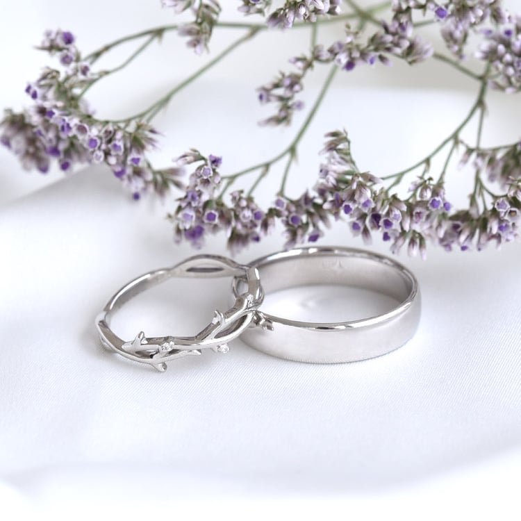 Prsten ve tvaru větviček s lab-grown diamanty a komfortní prsten Hamana 105840