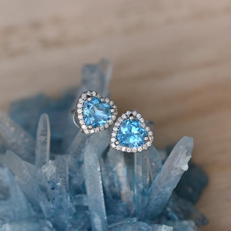 Topazové náušnice ve tvaru srdce 48667