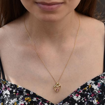 Přívěsek matka a dítě s růžovým turmalínem a diamantem Ella