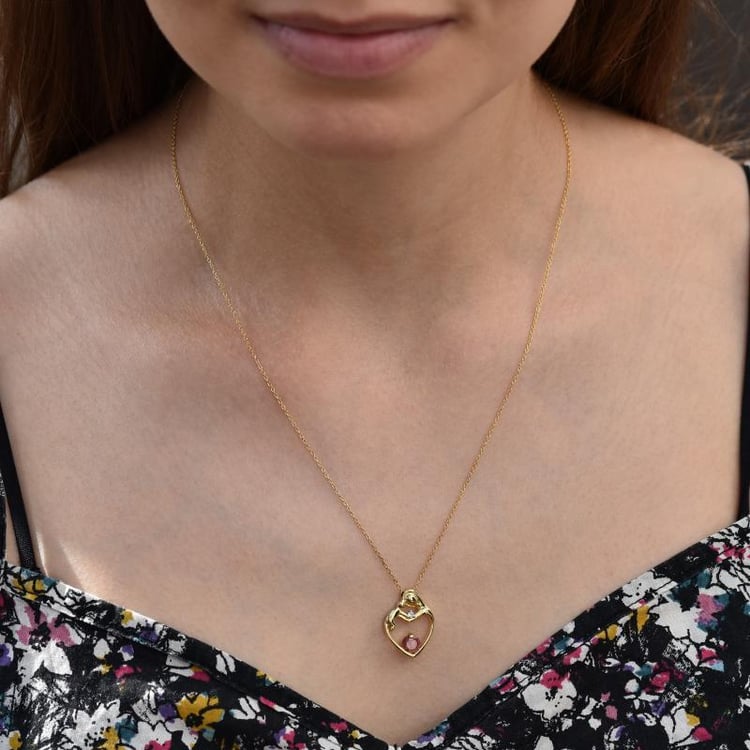 Zlatý přívěsek s růžovým turmalínem a diamantem 44387