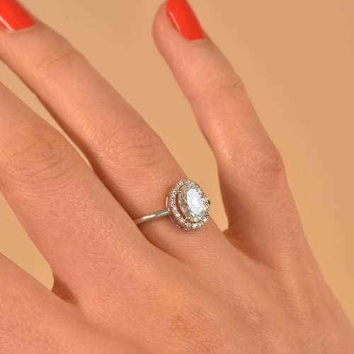 Prsten s moissanitem a lab-grown diamanty Arya