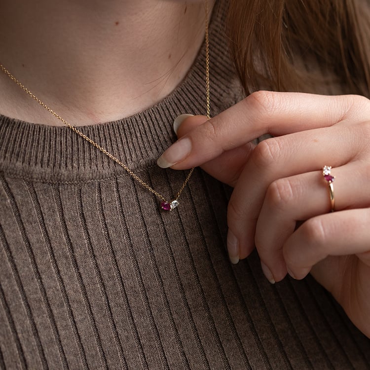 Náhrdelník Toi et Moi s rubínem a lab-grown diamantem Lennon 134819