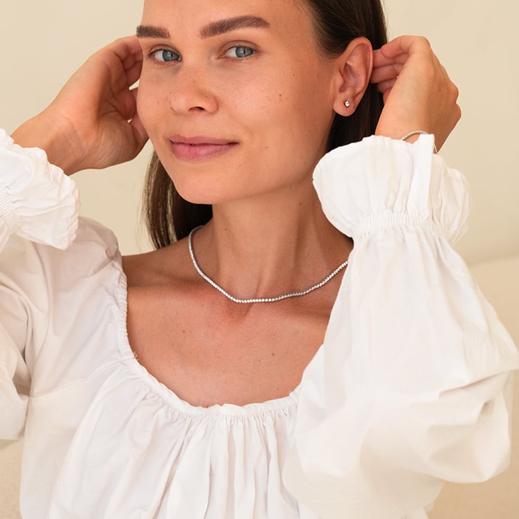 Zlatý tenisový náhrdelník s lab-grown diamanty Gibson 143344