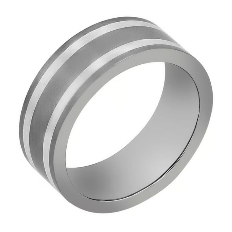 Titanový prsten zdobený stříbrem Zubair