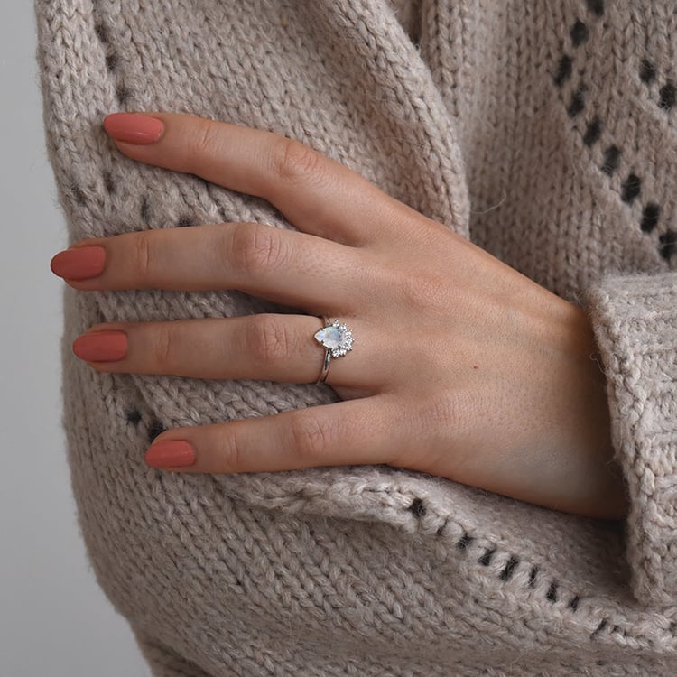 Prsten s měsíčním kamenem a diamanty 71494