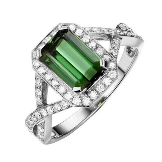Prsten s diamanty a turmalínem 87633