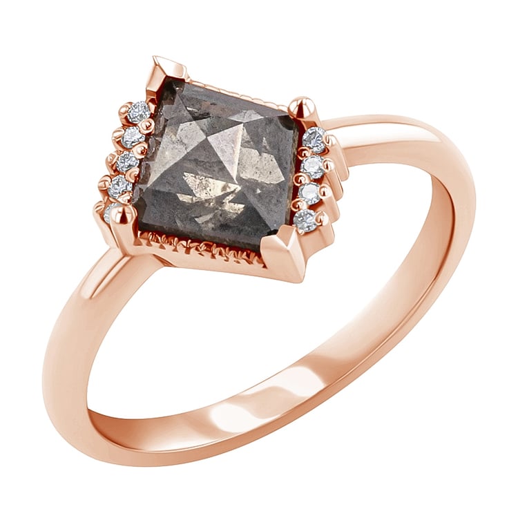 Lozenge prsten se salt and pepper diamantem a diamanty Talley