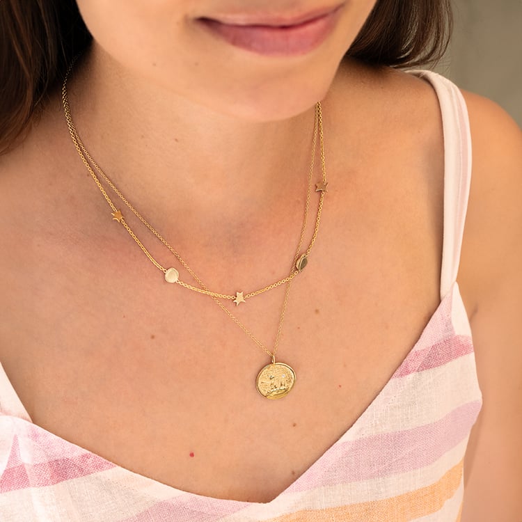 Stříbrný náhrdelník s planetami a hvězdami Malý princ 142231