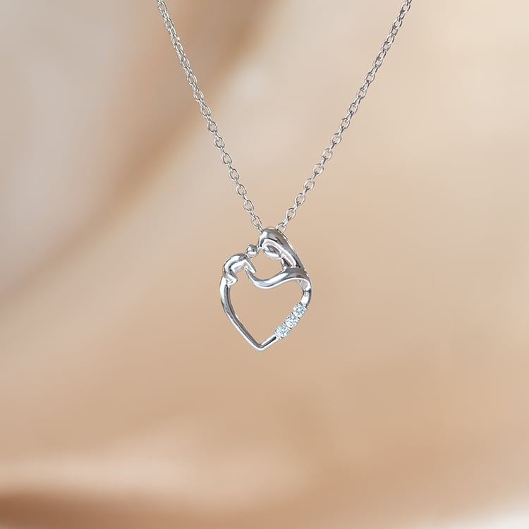 Stříbrný přívěsek matka a dítě s drahokamy dle vašeho výběru Eisa 136782