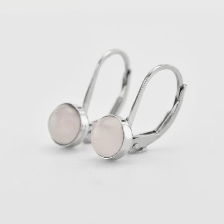 Rose Quartz ve visacích stříbrných náušnicích 36015