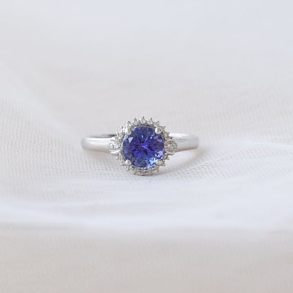 Tanzanitový zlatý prsten s diamanty Evly