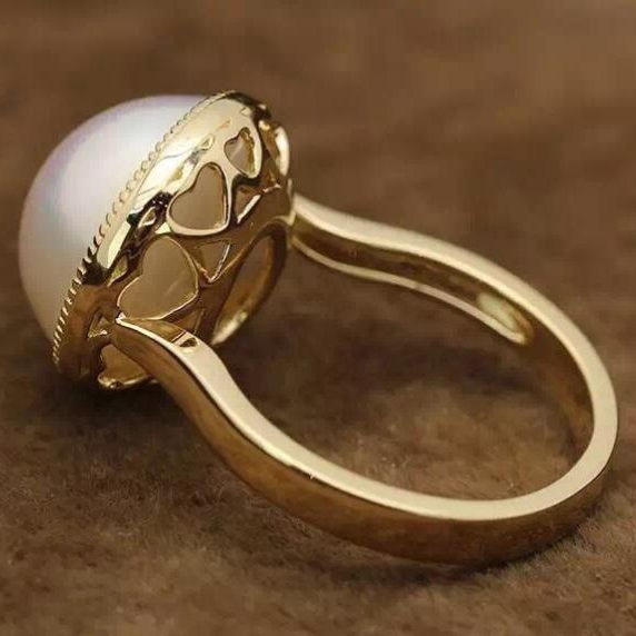 Zlatý perlový prsten se srdíčky 13186