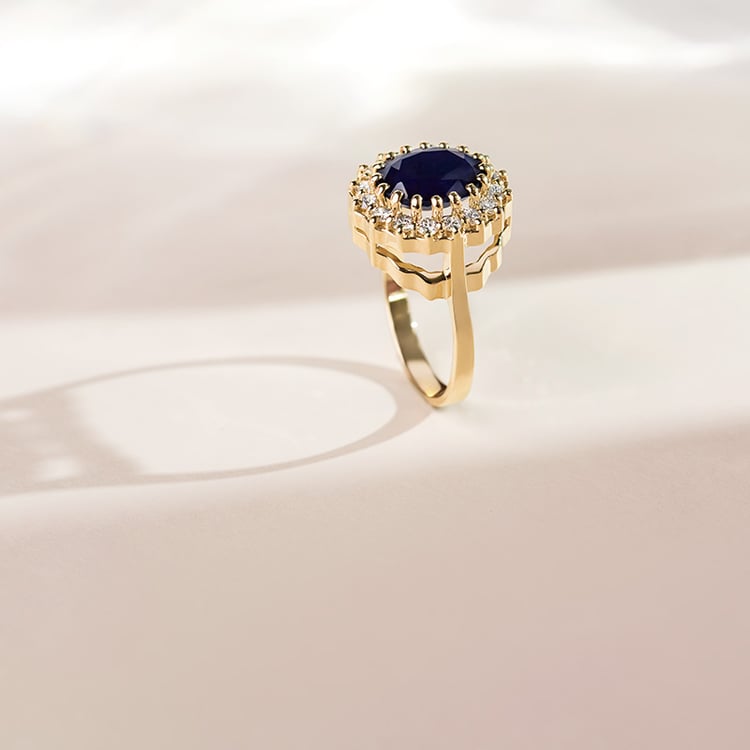 Halo prsten se safírem a diamanty Chrys 155226