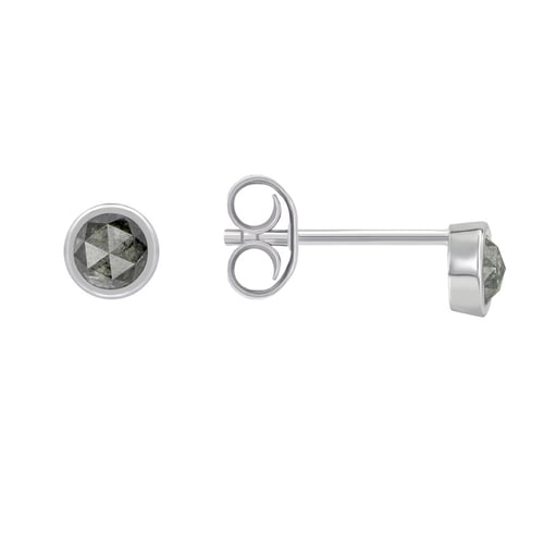 Zlaté bezel náušnice s 0.52ct salt and pepper diamanty Gledina