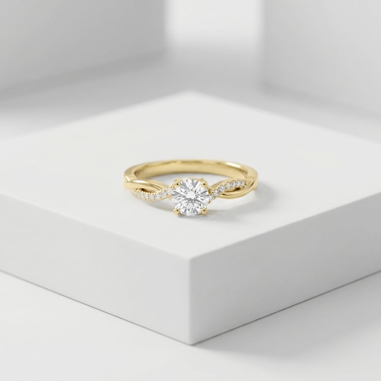 Zásnubní proplétaný prsten s postranními lab-grown diamanty Aliye 167652