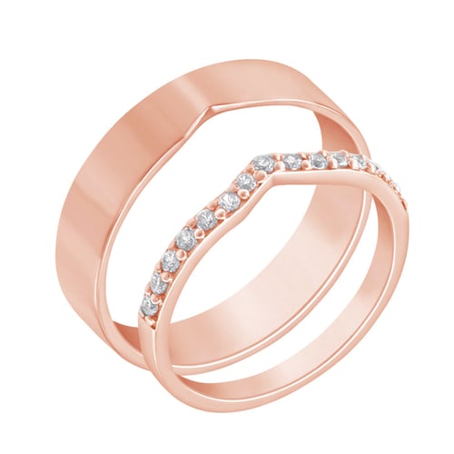 Zlatý eternity prsten s lab-grown diamanty a pánský plochý prsten Marveille