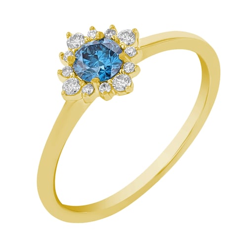 Zásnubní prsten s certifikovaným fancy blue lab-grown diamantem Febe
