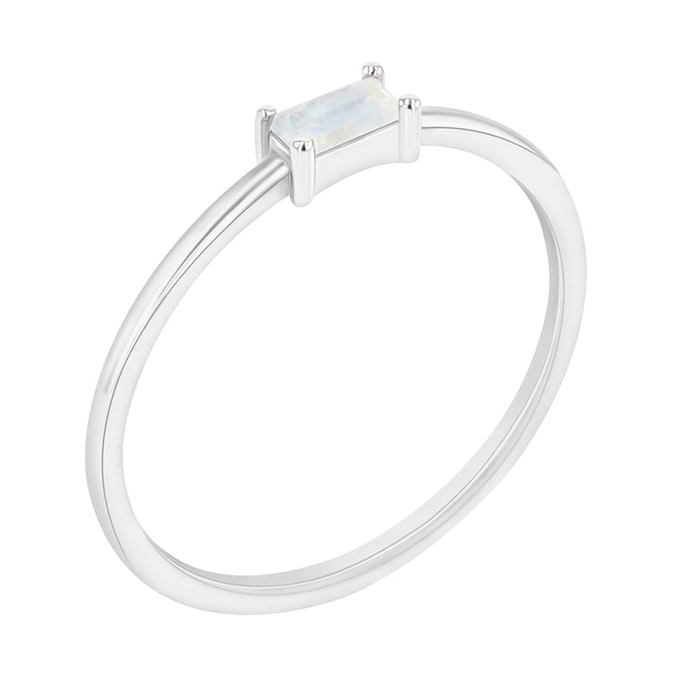 Prsten s měsíčním kamenem baguette tvaru 90094