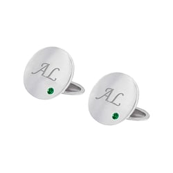 Manžetové knoflíčky ze zlata s gravírem a smaragdy Hades